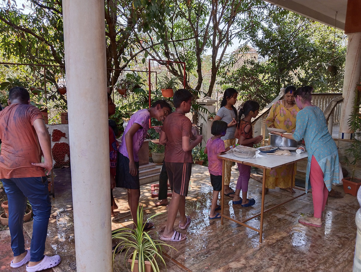 Holi celebrations in progress.